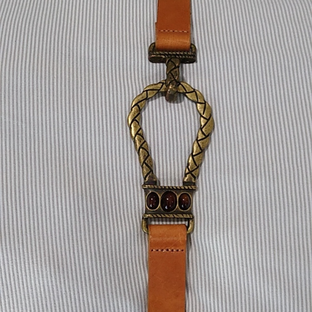 Chico's adjustable strap leather belt with Brass hardware